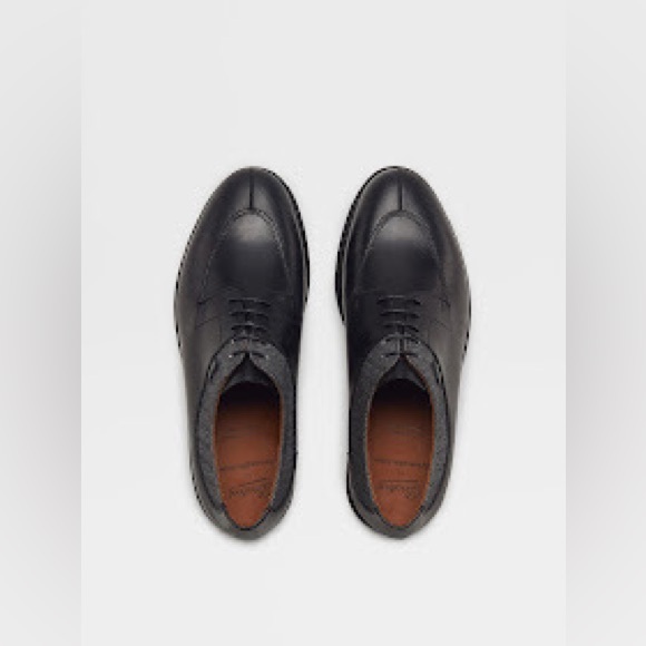 Ermenegildo Zegna Black Paraboot Edition Marche II Derbys Leather Dress Shoes 10 - Picture 3 of 17